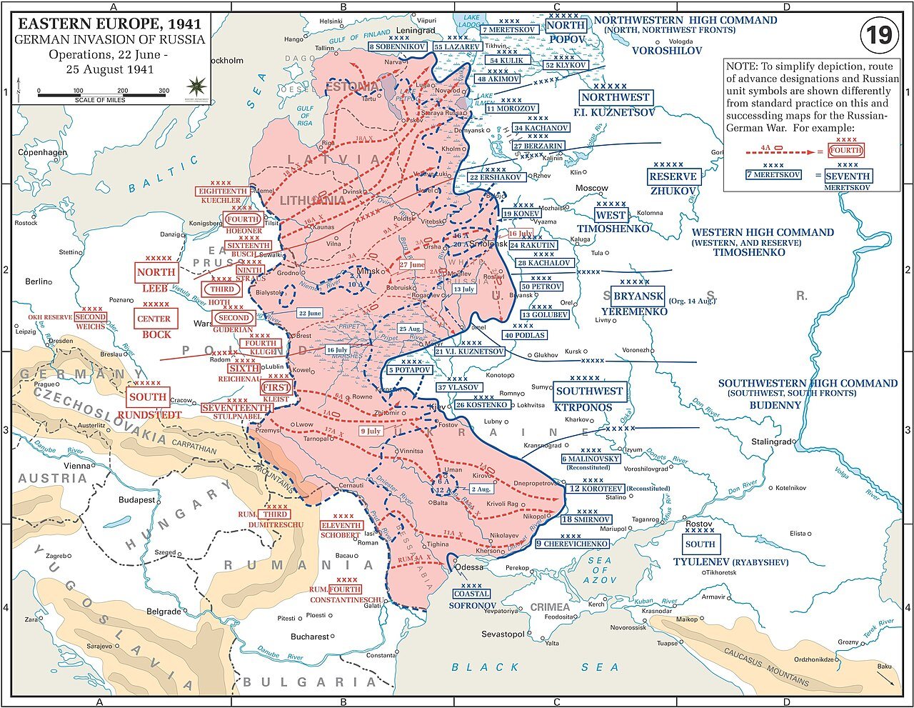 Mapa de la Operación Barbarroja, la invasión alemana de la Unión Soviética en 1941